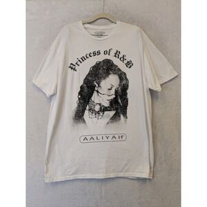 Aaliyah Princess of R&B Graphic T Shirt Mens 2XL White Cotton Short Sleeve